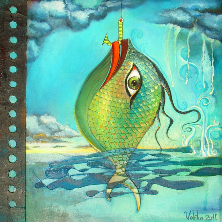 Ryba acrylic painting